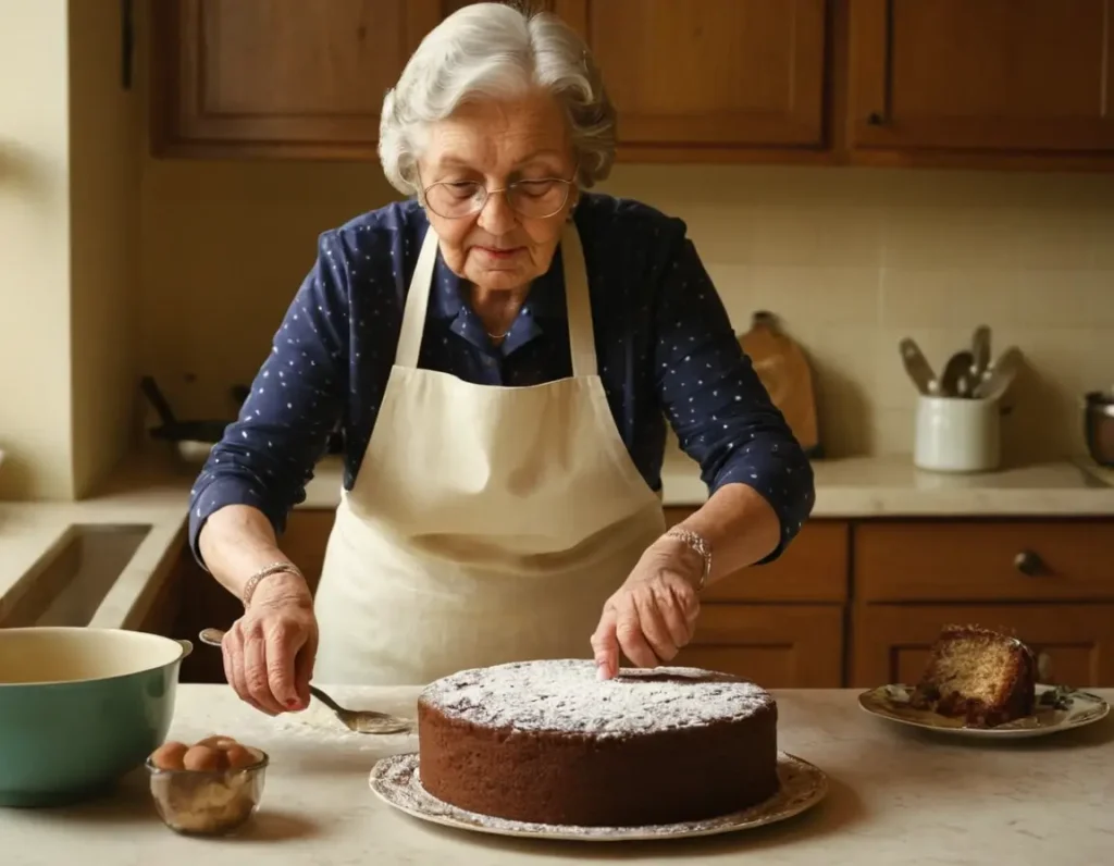 Nonna Che Cucina Una Torta al Pan Di Spagna